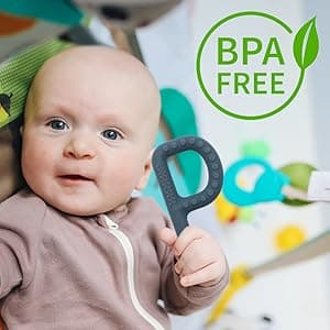 Sensory Toys for Kids Babies Toddlers 4 Pack, P Shape Baby Teething Toys for 3-6 6-12 Months Oral Motor Stimulation, Sensory Chew Toys for Autistic Children, Silicone Chewy Necklaces for Kids Adults