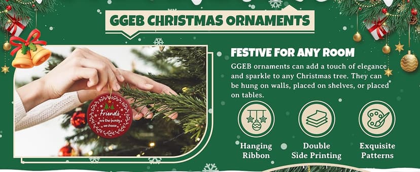 GGEB Friend Christmas Ornaments Gifts for Women Men - 3" Ceramic Christmas Tree Friendship Ornaments for Best Friends Coworkers Bestie Sister - Good Friends Birthday Gifts Ideas Xmas Decorations