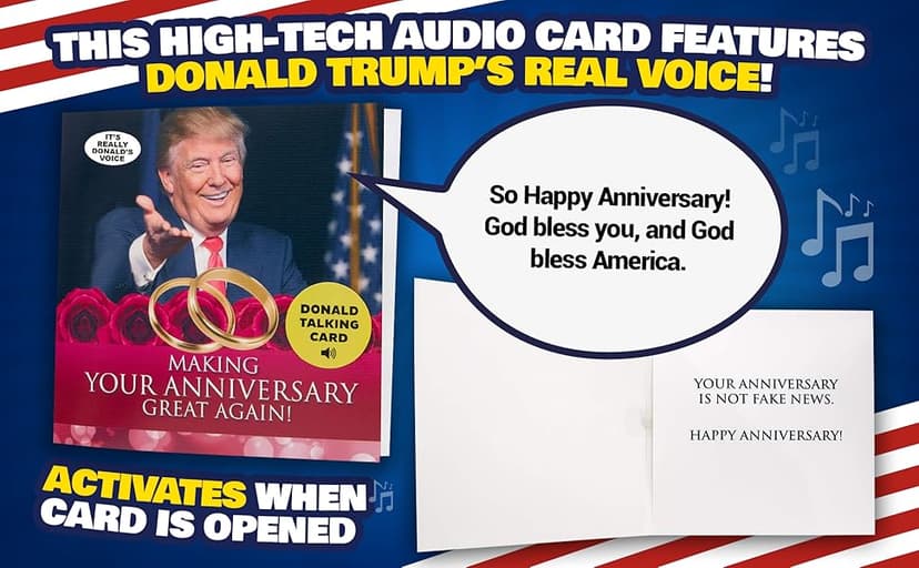 OUR FRIENDLY FOREST Talking Trump Anniversary Card - Authentic Voice Recording - Personal Anniversary Message from Presidential Collection - Includes Envelope