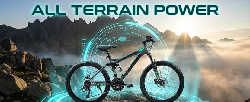 27.5 Inch Full Suspension Mountain Bike, Front & Rear Shock Absorbers, Mechanical Disc Brakes, 21-Speed Steel Frame, for Men & Women, Outdoor & Fitness Cycling