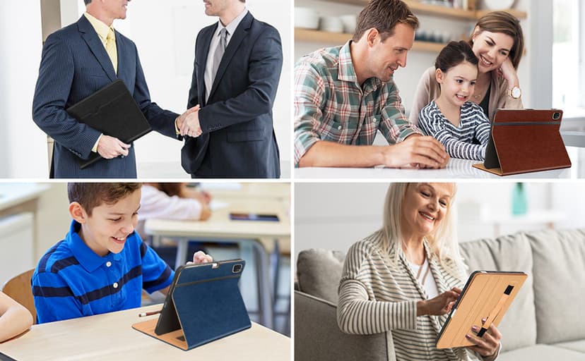 Leather Cases for IPad Pro 12.9 Case 6th/5th/4th/3rd Generation - Protective Multi-Angle Folio with Pencil Holder & Pocket - Auto Wake/Sleep, Premium PU Leather Cover - Brown