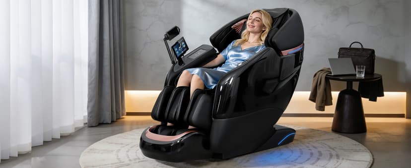 Massage Chair Full Body, 2026 Zero Gravity SL-Track Shiatsu Massage Chairs Recliner with AI Voice, LED Backlight Remote Control, Waist & Calf Heating, Phone Joystick and Holder, G6 Black