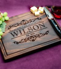 Personalized Cutting Board - Custom Engraved Wood Charcuterie Board - Best Wedding Gift Idea for Couples (Bride & Groom), Newlyweds - Handcrafted in USA from Premium Hardwood 002