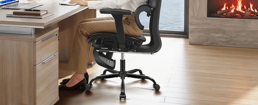 AreShark Office Chair Ergonomic Desk Chair,High Back Computer Chair with 3D Headrest & Armrests,Gaming Chair with Lumbar Support,90-135°Tilt Lock Mesh Office Chair with Footrest,Wheels,Black