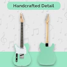 LyxPro 39” Electric Guitar Left Hand TL Series, Full-Size Paulownia Wood Body, 3-Ply Pickguard, C-Shape Neck, Ashtray Bridge, Quality Gear Tuners, 3-Way Switch & Volume/Tone Controls, 2 Picks, Green