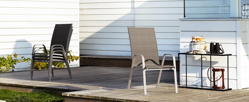 JEAREY Patio Dining Chairs Set of 4, Outdoor Stackable Dining Furniture Set, All Weather Dining Set for Lawn, Garden, Backyard, Poolside, Brown
