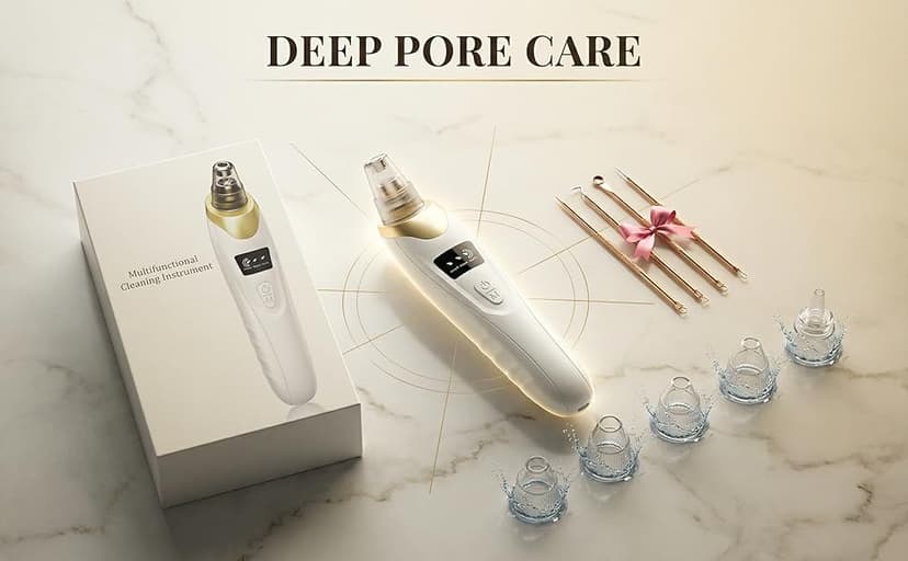 2026 Pore Vacuum, USB Rechargeable Blackhead Remover Vacuum,3 Levels Adjustable Pore Vacuum Blackhead Remover, with 5 Suction Power,6 Probes,Face Vacuum Pore Cleanser for Women & Men-Gold