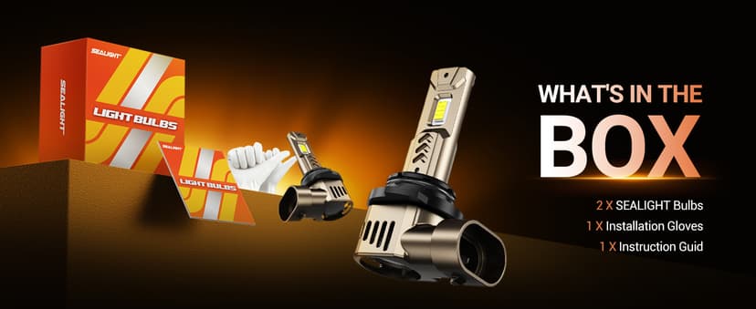 SEALIGHT 9006/HB4 LED Bulbs, 10X 45,000LM Ultra Brightness, 1:1 Mini Size L2S 9006 Driving Light Bulb, 6500K Cool White, 70,000Hrs Long Service Life with Cooling Fan, Plug and Play, Pack of 2