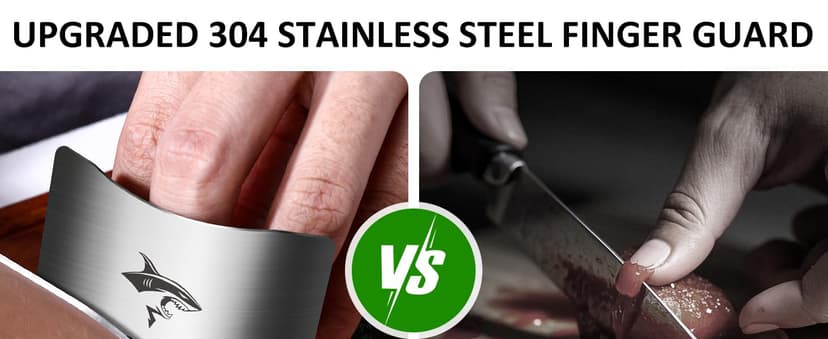 MAD SHARK Chef Finger Guards for Cutting with Gift Box, 2pcs Premium 304 Stainless Steel Finger Protectors for Cutting, Slicing and Chopping Vegetables, Fruits and Meat, Avoid Hurting Kitchen Tools