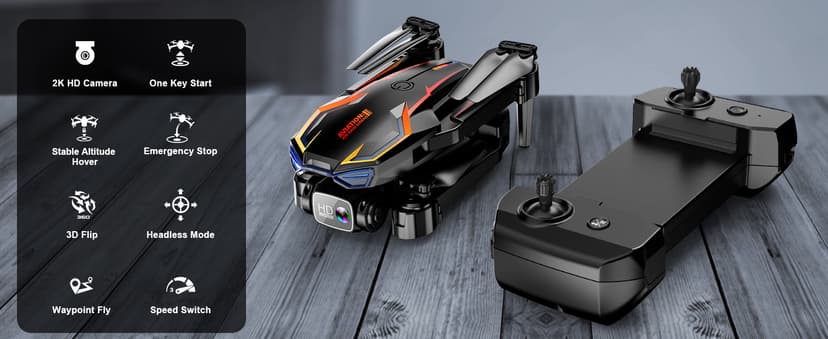 Drone with Camera for Adults, 2K HD FPV Drones with Upgrade Altitude Hold, One-Key Take Off/Landing, Speed Adjustment, Headless Mode, 2 Batteries, Toys Gifts for Teen Boys Girls, Beginner