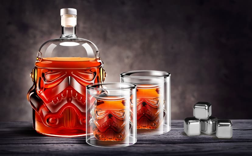 Whiskey Decanter Set Transparent Creative with 2 150ml Glasses, Whiskey Carafe for Brandy,Scotch,Vodka,Gifts for Dad,Husband,Boyfriend