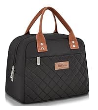 HOMESPON Insulated Lunch Bag for Women Men Adults Lunch Tote with Front Pocket Lunch Box Container Cooler Bag for Work Picnic (Black)