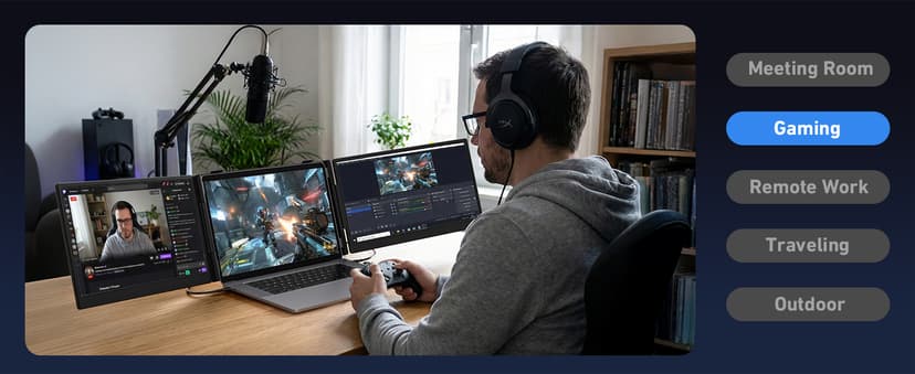 Vixtan 14" Triple Laptop Screen Extender, 3.0 lbs Lightweight FHD IPS Portable Monitor for Laptop, USB-C Plug & Play Multi Screen Attachment for 13-17.3" laptops with Windows/Mac/Chrome