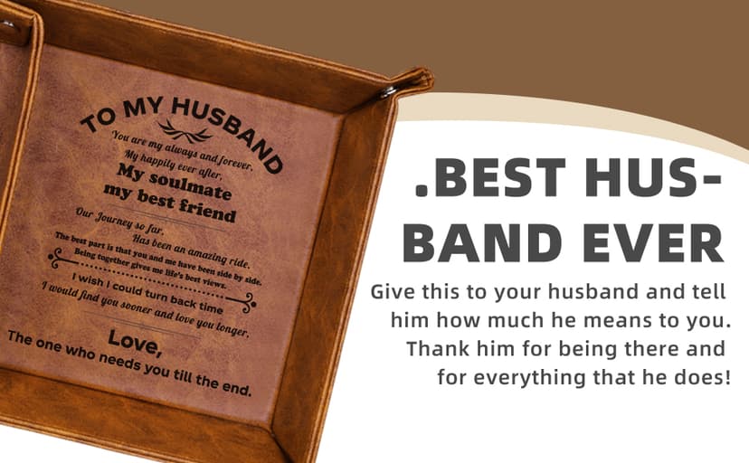 Best Husband Ever PU Leather Tray and Keychain, Men Anniversary Birthday Gifts Ideas for Husband Him Boyfriend Who Has Everything from Wife, Christmas Xmas Gifts Stocking Stuffers for Men Him