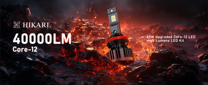HIKARI WINGS 2026 40000LM H11/H8/H9 LED Bulbs, 45W Upgraded Core Chips, High Lumens Kit, 6000k Cool White, IP68 Waterproof, H16 Foglight
