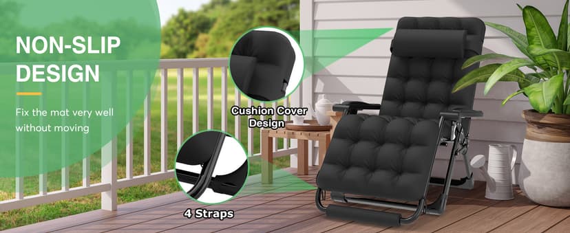 Suteck Oversized Zero Gravity Chair,29In XL Lounge Chair w/Removable Cushion&Headrest, Reclining Camping Chair w/Upgraded Lock and Footrest, Reclining Patio Chairs Recliner for Indoor Outdoor
