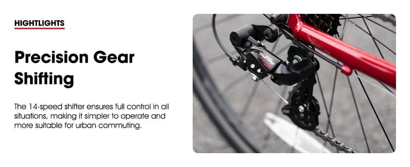 HILAND 700c Road Bike 14 Speed, Aluminum Frame Racing Bike, City Commuter Bicycle for Men Women