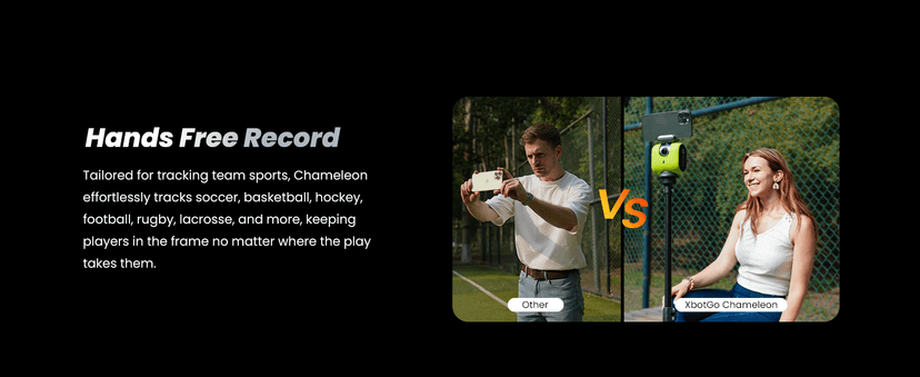 XbotGo Chameleon AI Auto Sports Action Camera - 4K 60FPS Soccer Camera and Basketball Tracking Camera for Team Sports, Live Streaming, No Subscription, Works with iOS & Android (Lava Graphite)