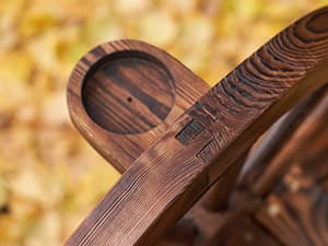 AHB Outdoor Wooden Rocking Chairs Set, Wagon Wheel Armrest Yard Glider Patio Chair with Small Table for Coffee Break, Adirondack Rocking Chair for Summer Lawn Garden Balcony, Brown (3 PCS)
