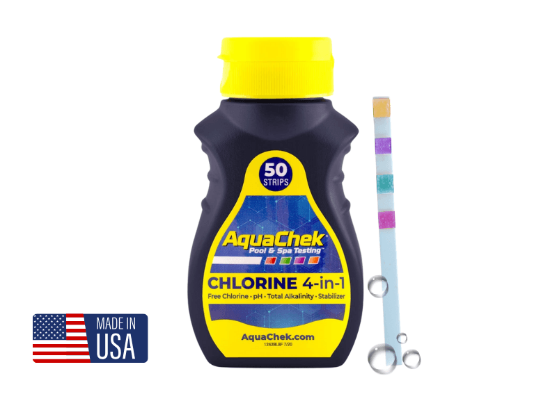 AquaChek Yellow 4-Way Pool and Spa Test Strips - 50 Yellow Test Strips - Swimming Pool Test Strips For pH, Free Chlorine, Total Alkalinity, and Cyanuric Acid - Quick and Accurate Results - Testing Kit