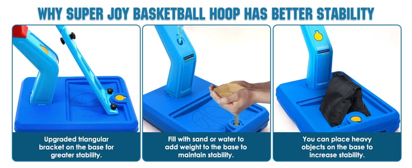 SUPER JOY Toddler Basketball Hoop - Height Adjustable Kids Hoop for Indoor & Outdoor Play - Portable Mini Basketball Goal for Poolside- Game Sport Toy for Boys & Girls Age 1 2 3 4 5