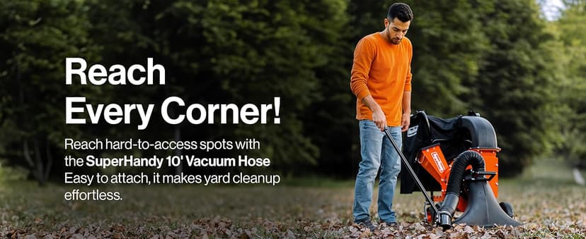 SuperHandy Leaf Vacuum & Wood Chipper – 7HP 209cc Gas Engine, 10:1 Mulch Ratio, 6-Bushel Collection Bag, 13.4" Impeller, Walk-Behind Vacuum Mulcher with Castor Wheels for Lawn & Yard Cleanup
