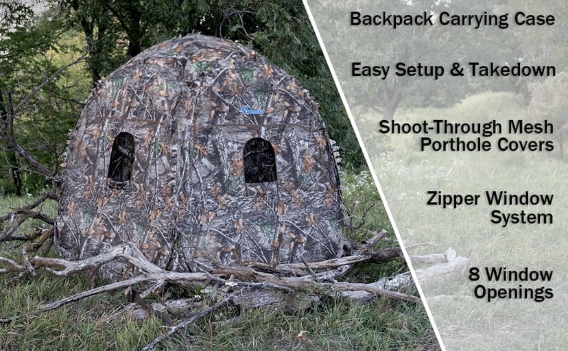 Ameristep Doghouse Run & Gun Hunting Blind | Lightweight 2 Person Ground Blind in Mossy Oak Break-Up Country, One Size