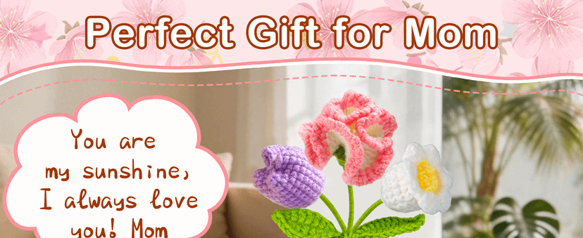 Gifts for Mom from Daughter Son, Mom Birthday Gifts, Gift for Moms Mother in Law Step Mama Mommy, Mother's Day Birthday I Love You Present for Moms, Cute Handmade Crochet Positive 3 Flowers Doll B0GCD9J6NC