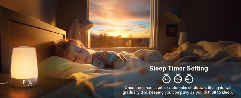 winshine Touch Wake Up Night Light with Sunrise Simulation Alarm Clock, 3 Ways Dimmable Warm White Bedside Lamp for Kid Bedrooms RGB Ambient Table Nightstand Light,Sleep Aid Snooze Timer Mode