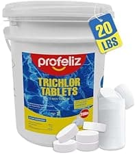 PROFELIZ 2-Pack Chlorine Tablets 3 Inch for Swimming Pools, Kills Bacteria and Stops Algae, Slow Dissolving,Exclusive Protective Packaging,Pool Chlorine Tablets,2X 40 lbs Bucket,Total of 80lbs