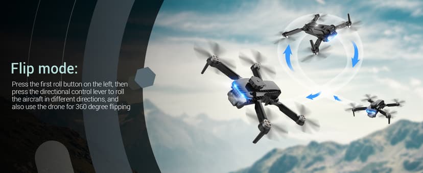 4K Drones with Camera for Kids,Drones for Adults withEmergency Stop, Headless Mode, 360° Flips, CarryingCase & 2 Batteries,Wireless RC Toys for Boys Girls(Black)