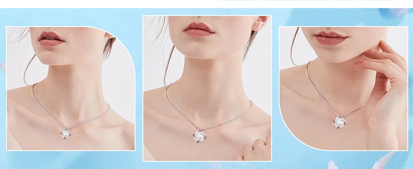 MOOSEA Love Knot Moissanite Necklace for Women, 1-3 ct D Color VVS1 Clarity Moissanite Pendant Necklace 925 Sterling Silver, Anniversary Birthday Gifts for Women Wife Mom Girlfriend Jewelry Gifts