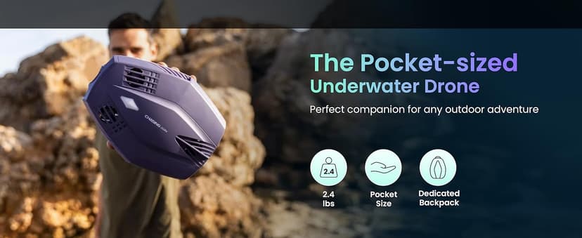 Chasing Dory Underwater Drone - Palm-Sized 1080p Full HD Underwater Drone with Camera for Real Time Viewing, APP Remote Control Purple (Lightpurple)