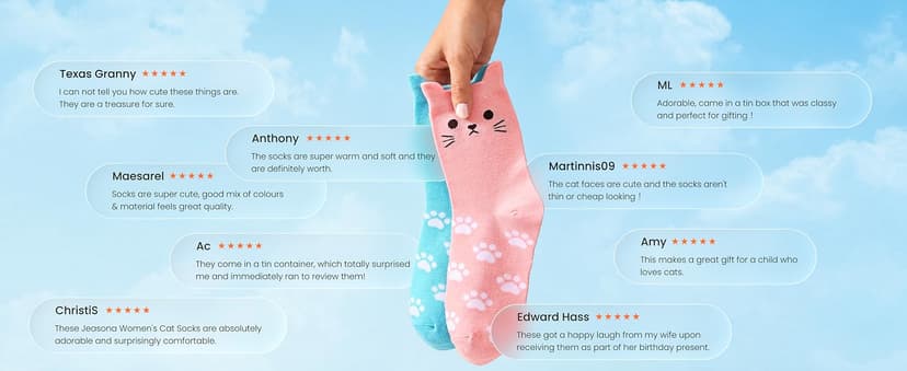 Jeasona Women's Cat Socks Cat Gifts Cute Animal Socks Dog Owl Gifts for Women
