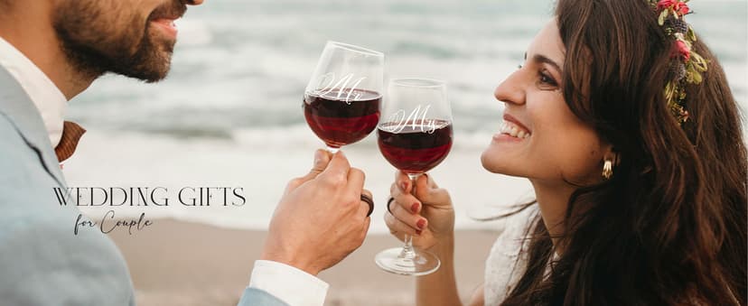 AW BRIDAL Mr and Mrs Wine Glasses and Decanter Set, Wedding Bridal Shower Engagement Gift for Couples 2025, Wedding Glasses for Anniversary Bride Bachelorette with Wood Keepsake Box