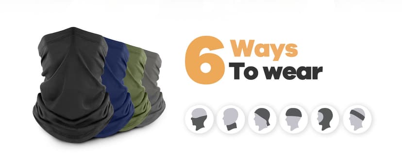 Fuinloth Neck Gaiter, 6 Pack Cooling UV Protection Bandana Face Mask Gator Scarf for Men Women