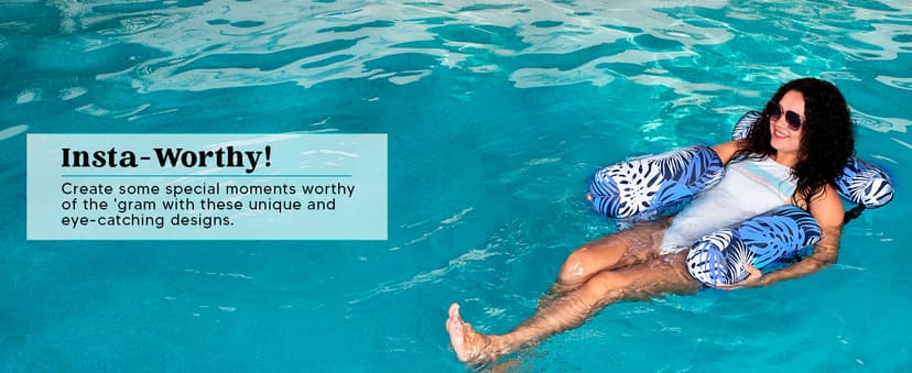 SLOOSH Pool Floats Chairs Adult,Inflatable Pool Lounge,Plant Pattern Floating Mat Hammock,Blow up Water Chairs Noodles rafts for Party Summer Water Beach Fun