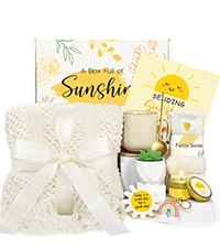 Gifts for Women, Get Well Soon Gifts for Women, Sympathy Care Baskets, Thinking of You Care Package, Self Care Gifts, After Surgery Feel Better Gifts Blanket (Khaki) B0CQ4N6YN6
