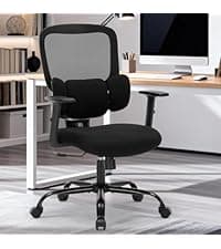 Big and Tall Ergonomic Office Chair, Executive Office Chair with Flip-up Arms, PU Leather Computer Desk Chair, Adjustable Lumbar Support Heavy Duty Space Saving Swivel Chair