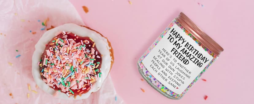 Best Friends Birthday Gifts for Women Friendship - Funny Sister Birthday Gifts for Friend Female BFF Bestie Gift for Women, Vanilla Cake Scented Bday Candles Happy Bday Decorations