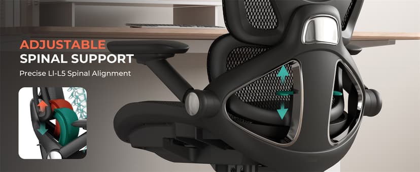 CAPOT Ergonomic Mesh Office Chair, Adjustable Lumbar High Back Desk Chair 400lbs, 4D Flip-up Arms, 3-Level Tilt Backrest, 3D Headrest, PU Wheels, Swivel Rolling Computer Seating for Long Desk Work