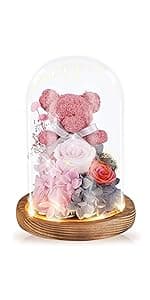 ADDWel Birthday Gifts for Mom from Daughter and Son, Unique Mother Birthday Gift Idea, Preserved Real Roses with I Love You in 100 Languages Mom Necklace, Cool Present to Mother Mama