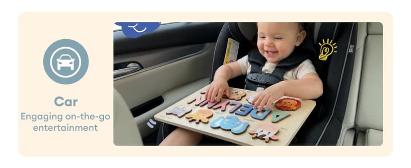 Personalized Name Puzzle for Toddlers 1-3 | Custom Wooden Baby Girl Gift with 48 Animal Art Sets | 1st Birthday Gift for Girls | Personalized Baby Boy & Girl Gifts Keepsake B0GSZSCM69