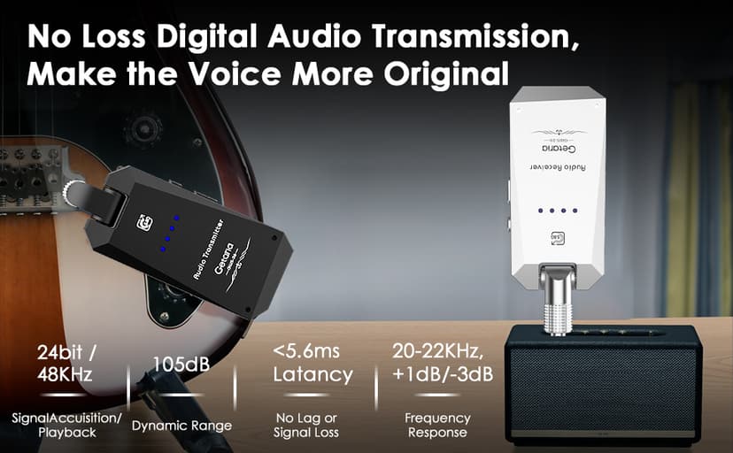 5.8Hz Guitar Wireless System Anti-Interference Instrument 4Channels Wireless Transmitter Receiver Digital Audio Cordless System Bass For Electric Guitars Bass