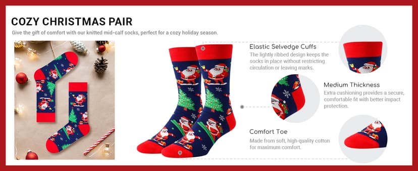 Zmart Christmas Gifts Stocking Socks for Women Men, Secret Santa Gifts Elf Stocking Xmas Gifts for Teens