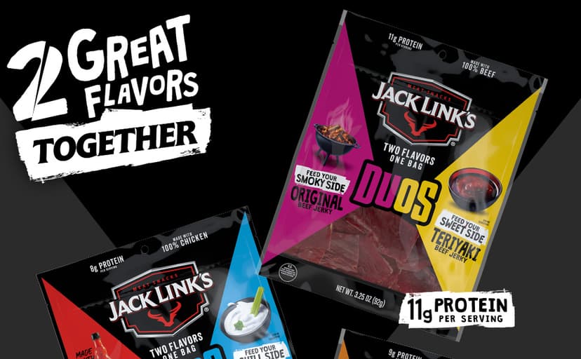 Jack Link’s DUOs Gift Box – Includes Beef Jerky, Chicken & Tender Bites, & Sticks, Great Protein Gifts for Dad, Men or Meat Lovers, Ideal for Holidays & More – 11-Piece Beast Snack Variety Pack