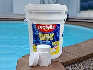 PROFELIZ 2-Pack Chlorine Tablets 3 Inch for Swimming Pools, Kills Bacteria and Stops Algae, Slow Dissolving,Exclusive Protective Packaging,Pool Chlorine Tablets,2X 40 lbs Bucket,Total of 80lbs