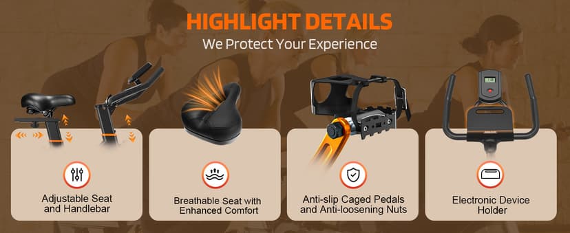 DMASUN Exercise Bike, Silent Magnetic Resistance Stationary Bike for Home with 330 LBS Capacity, Pedals with Anti-loosening Nuts, Indoor Bike with Comfortable Seat Cushion, Digital Display