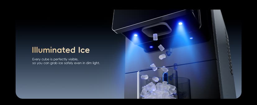 ecozy Nugget Ice Makers Dispenser 40 lbs Per Day Pebble Sonic Ice Machine Countertop, Touch-Free Ice, Self-Cleaning, Mistalo Drop Slim for Home Kitchen Office