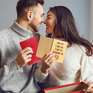 5 Year Marriage Anniversary Card Gifts for husband Wife, Wooden Happy 5th Anniversary Card for Her Him, Always and Forever Fifth Wood Wedding Cards for Men